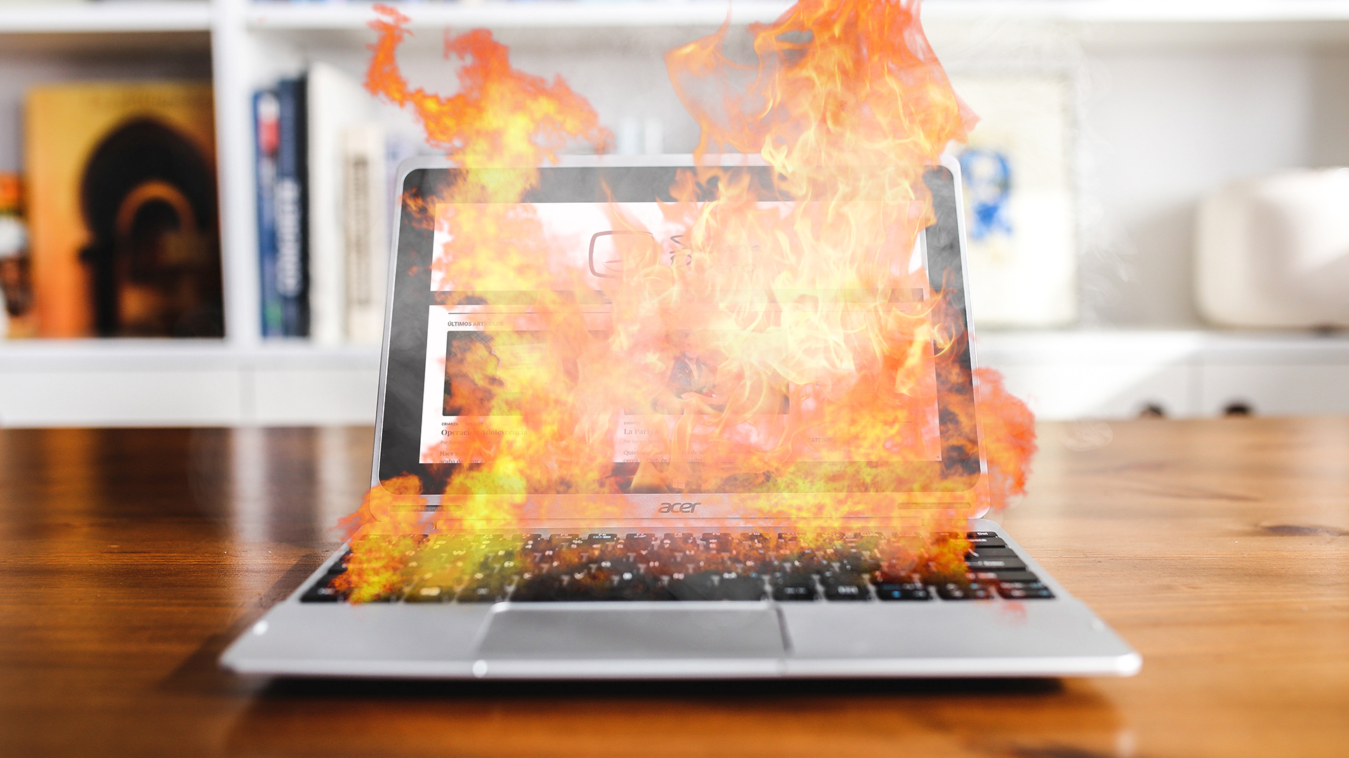 Portátil ardiendo